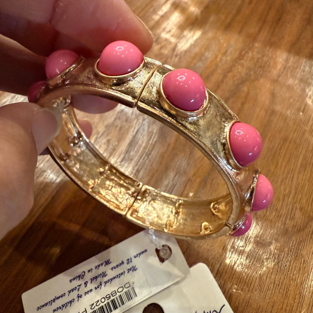 Chic Gold and Pink Bracelet and Earring Set